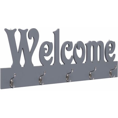 vidaXL Porte-manteau mural WELCOME Gris 74x29,5 cm