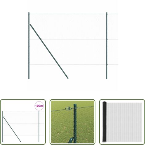 vidaXL Poste de acero -  Poste de Valla Gris 100 x 1,6 m (malla de 25 mm) Acero y PVC
