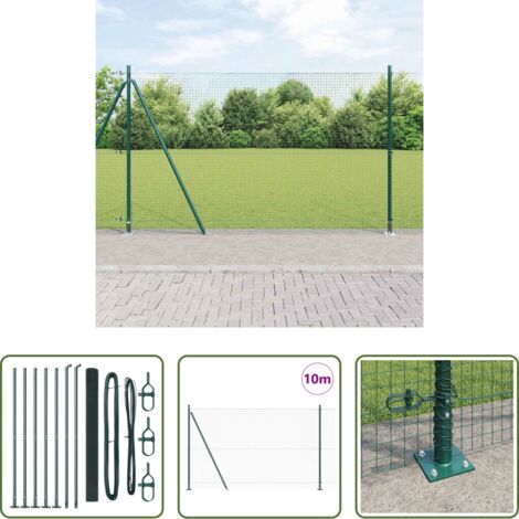 vidaXL Poste de acero -  Poste de Valla Verde 10 x 1,4 m (malla de 25 x 25 mm)