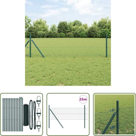 vidaXL Poste de acero -  Poste de Valla Verde 25 x 0,5 m (malla de 13 mm) Acero