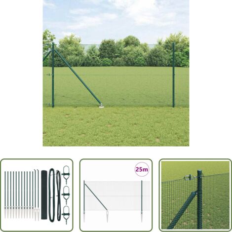 vidaXL Poste de acero -  Poste de Valla Verde 25 x 1 m (malla de 12 x 12 mm) Acero