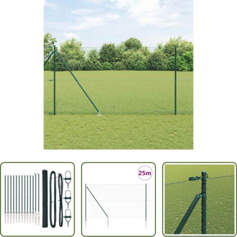 vidaXL Poste de acero -  Poste de Valla Verde 25 x 1,5 m (malla de 13 mm) Acero