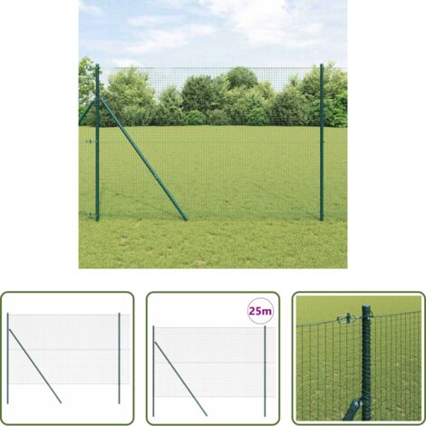 vidaXL Poste de acero -  Poste de Valla Verde 25 x 1,5 m (malla de 25 x 25 mm) Acero