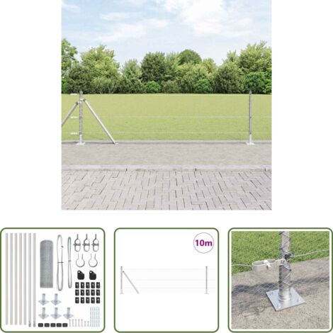 vidaXL Poste de seguridad -  Poste de Valla Plateado 10 x 0,6 m (malla de 13 mm) Acero