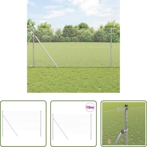 vidaXL Poste de seguridad -  Poste de Valla Plateado 10 x 1,4 m (malla de 13 mm) Acero