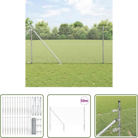 vidaXL Poste de seguridad -  Poste de Valla Plateado 50 x 1 m (malla de 13 mm) Acero