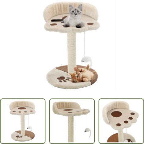 vidaXL Poste de sisal -  Rascador para gatos con poste de sisal 40 cm beige y marrón