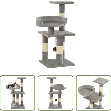 vidaXL Poste de sisal -  Rascador para gatos con postes de sisal 65 cm gris