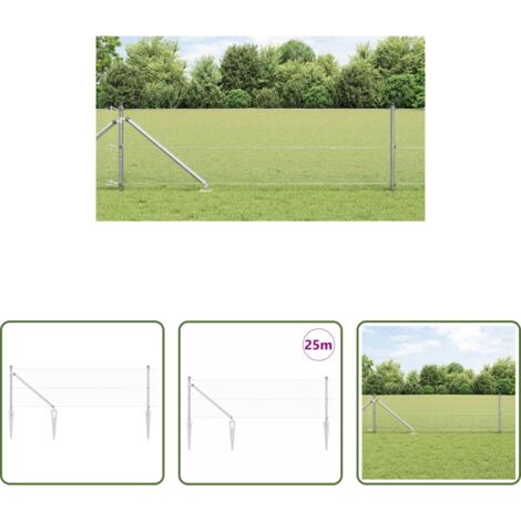 vidaXL Poste plateado -  Poste de Valla Plateado 25 x 0,8 m (malla de 16 x 16 mm) Acero