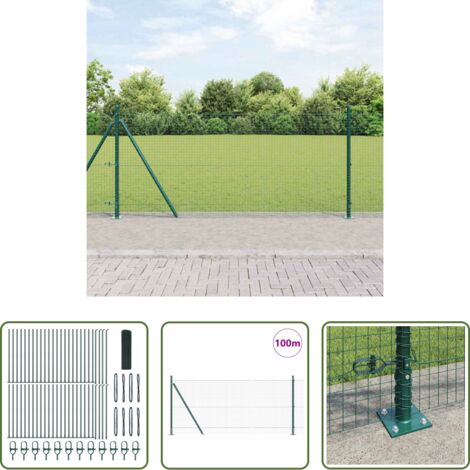 vidaXL Poste verde -  Poste de Valla Verde 100 x 0,8 m (malla de 25 x 25 mm)