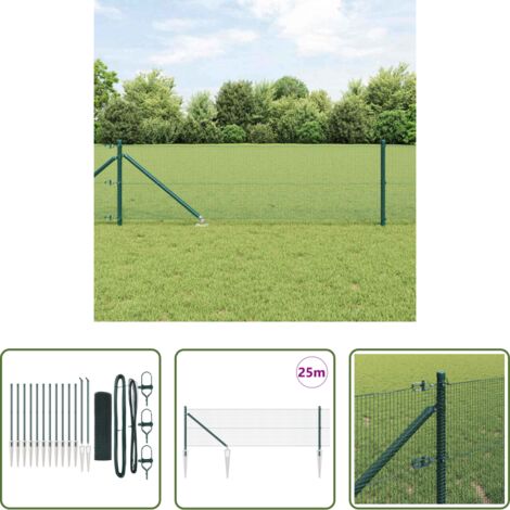 vidaXL Poste verde -  Poste de Valla Verde 25 x 0,6 m (malla de 12 x 12 mm)