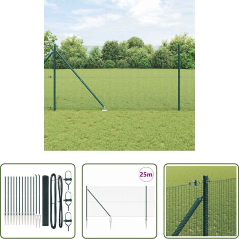 vidaXL Poste verde -  Poste de Valla Verde 25 x 1,4 m (malla de 16 x 16 mm)
