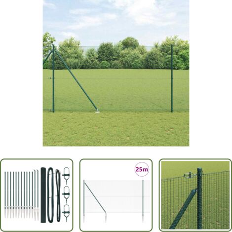 vidaXL Poste verde -  Poste de Valla Verde 25 x 1,5 m (malla de 16 x 16 mm)