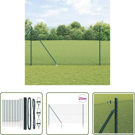 vidaXL Poste verde -  Poste de Valla Verde 25 x 1,6 m (malla de 12 x 12 mm)