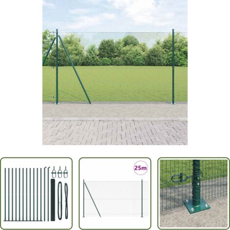vidaXL Poste verde -  Poste de Valla Verde 25 x 1,6 m (malla de 16 x 16 mm)