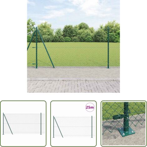 vidaXL Postes de jardín -  Poste de Valla Verde 25 x 1,2 m (malla de 60 x 60 mm)