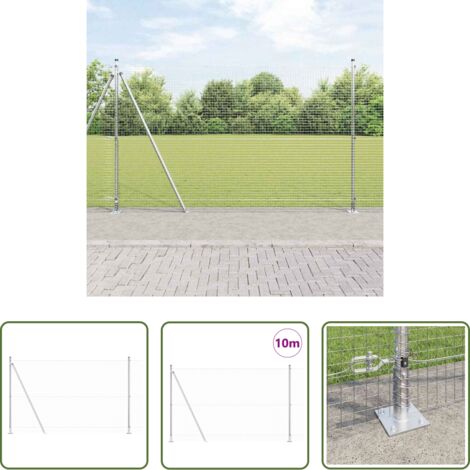 vidaXL Postes para terraza -  Poste de Valla Plateado 10 x 1,6 m (malla de 25 x 25 mm) Acero