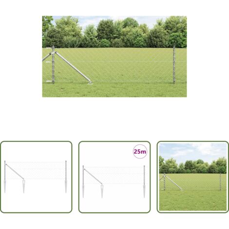 vidaXL Postes para terraza -  Poste de Valla Plateado 25 x 0,8 m (malla de 60 x 60 mm) Acero