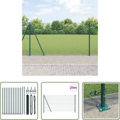 vidaXL Postes para terraza -  Poste de Valla Verde 25 x 1,2 m (malla de 12 x 12 mm)