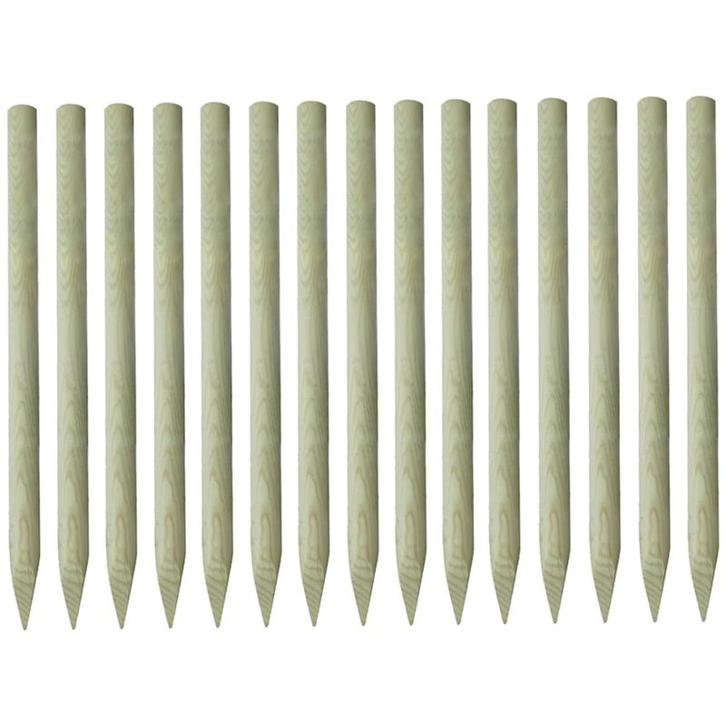 

vidaXL 15x Postes puntiagudos de valla pino impregnado 4x150 cm - Marrón