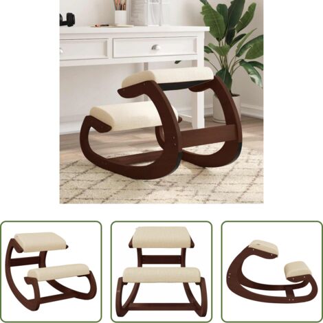 vidaXL Postura ergonómica -  Taburete rodillas madera contrachapada abedul crema 55x84x55 cm