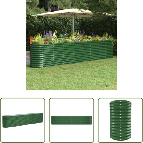 vidaXL Pot à fleurs -  Lit surélevé de jardin Acier enduit de poudre 332x40x68 cm Vert