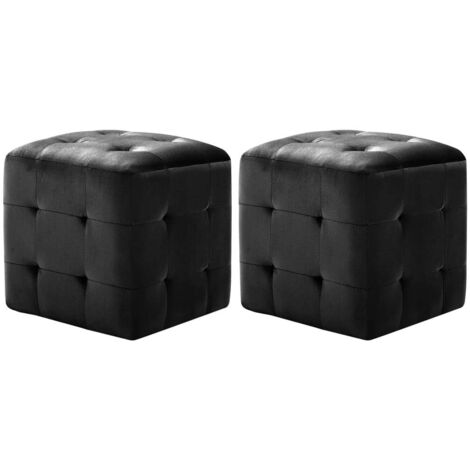 vidaXL Pouf 2 Stk. Schwarz 30x30x30 cm Samtstoff