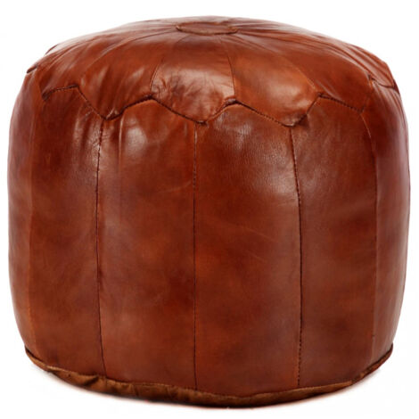vidaXL Pouf 40 x 35 cm Rostbraun Echtes Leder