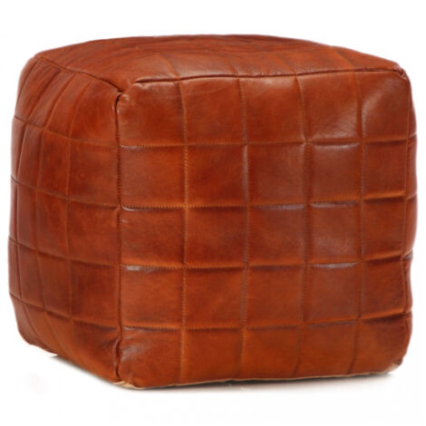 vidaXL Pouf 40 x 40 x 40 cm Rotbraun Echtes Leder