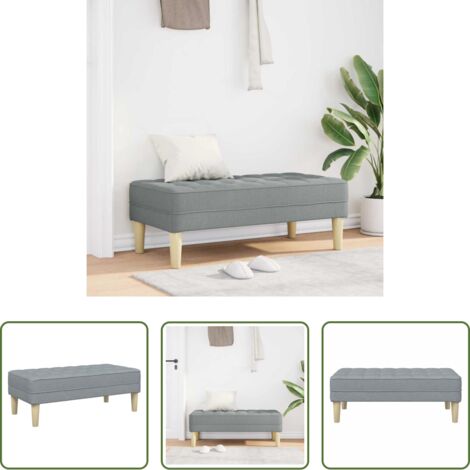 vidaXL Pouf con cuscino -  panchina con cuscino Grigio chiaro 113 x 57 x 39 cm Tessuto