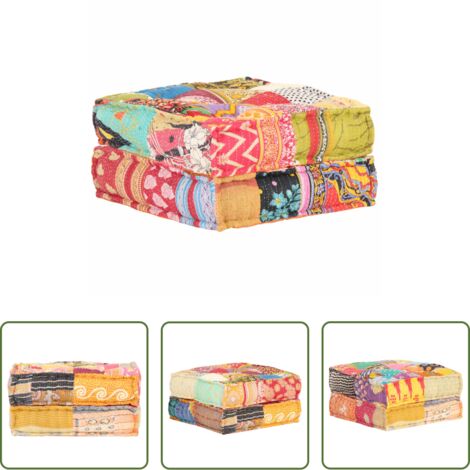vidaXL Pouf in cotone -  Pouf 60x70x36 cm in Tessuto Patchwork