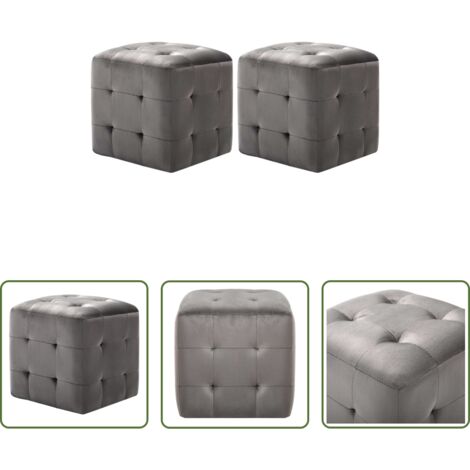 vidaXL Pouf in legno -  Pouf 2 pz Grigio 30x30x30 cm in Velluto