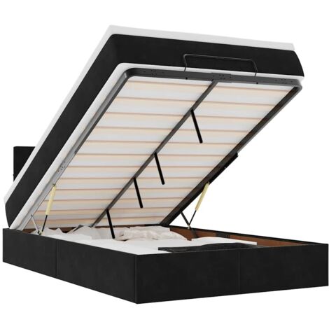vidaXL Pouf Letto con Materasso e LED Nero 120x190cm in Velluto
