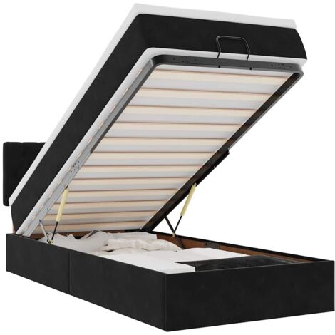 vidaXL Pouf Letto con Materasso e LED Nero 80x200cm in Velluto