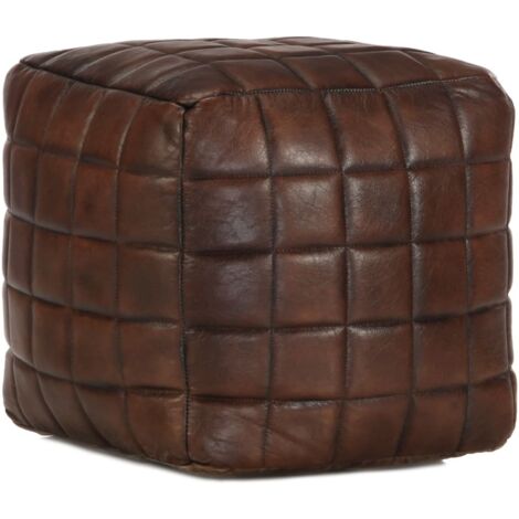 vidaXL Pouf Marrone Scuro 40x40x40 cm in Vera Pelle di Capra