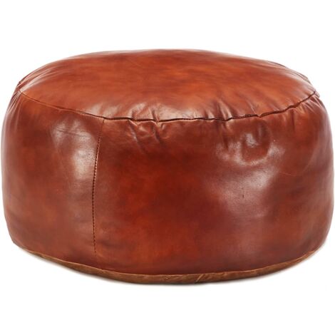 vidaXL Pouf Tanno 60x30 cm in Vera Pelle di Capra