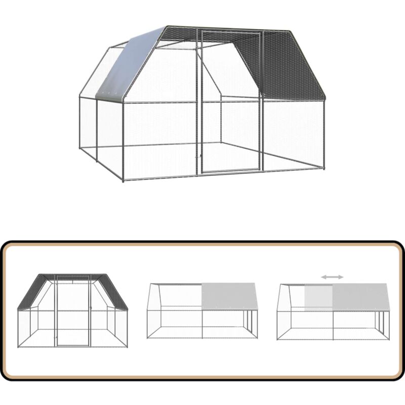 Vidaxl - Poulailler 3x4x2 m acier galvanisé