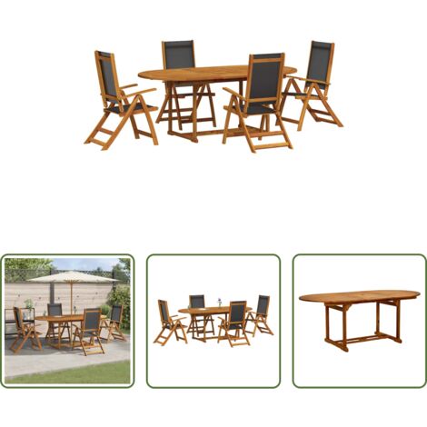 vidaXL Pranzo all'aperto -  Set Pranzo da Giardino 5pz Legno Massello di Acacia e Textilene