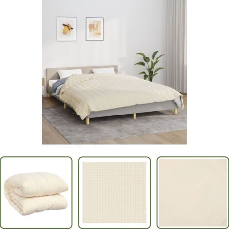vidaXL Pressione morbida -  Coperta Ponderata Crema Chiaro 220x230 cm 11 kg Tessuto