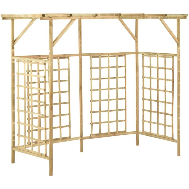 

vidaXL Pérgola de jardín para 3 cubos de basura madera pino impregnada - Marrón