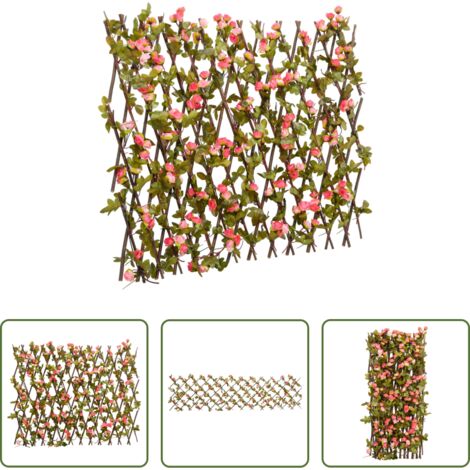 vidaXL Privacidad al aire libre -  Enrejado valla expansible de hiedra artificial rosa 180x60 cm