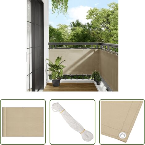 vidaXL Privacy balcone -  Paravento da Balcone Beige 75x1000 cm 100% Poliestere Oxford