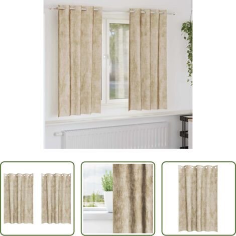 vidaXL Privacy -  Tende in Velluto con tende 2 pcs Crema 175 x 140 cm Velluto