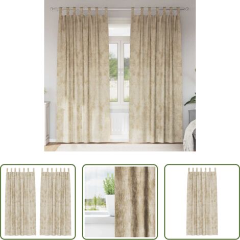 vidaXL Privacy -  Tende in Velluto con tende 2 pcs Crema 245 x 140 cm Velluto