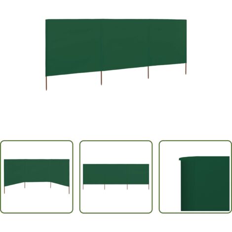 vidaXL Protección contra el viento -  Paravientos de playa de 3 paneles de tela 400x120 cm verde
