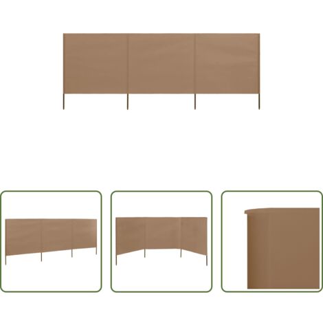 vidaXL Protección contra el viento -  Paravientos de playa de 3 paneles tela gris topo 400x160 cm