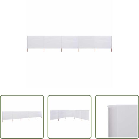 vidaXL Protección contra el viento -  Paravientos de playa de 5 paneles tela blanco arena 600x160cm