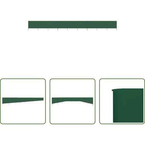 vidaXL Protección contra el viento -  Paravientos de playa de 9 paneles tela verde 1200x80 cm