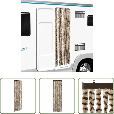 vidaXL Protección contra insectos -  Cortina mosquitera de chenilla beige y marrón 56x185 cm