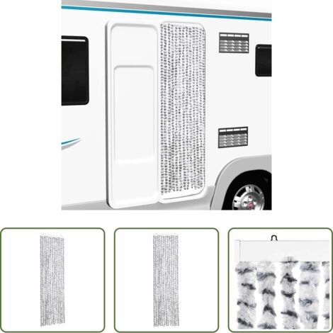 vidaXL Protección contra insectos -  Cortina mosquitera de chenilla gris claro y oscuro 56x185 cm